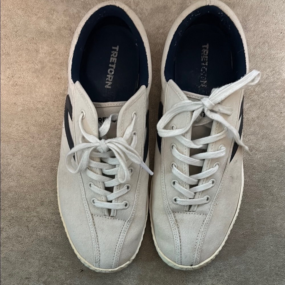 Tretorn Women's Off-White and Dark Blue Sneakers